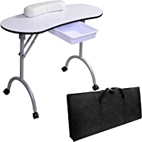 Mesa para manicura profesional plegable con cajón y cojín reposamuñecas + bolsa de transporte. Pesa solo 9-5 kg…